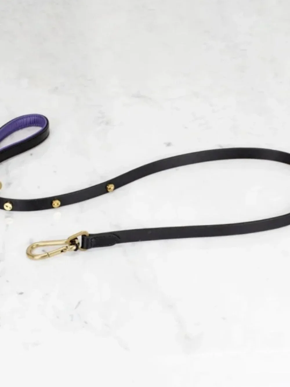 NWT Buster + Punch Dog Black Leather Brass Lead Leash in a Gift Box
